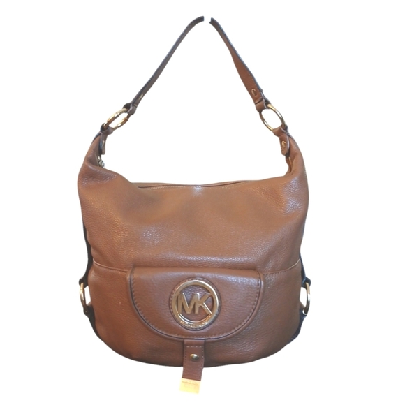 Michael Kors Brown Pebbled Leather Shoulder Bag - Picture 1 of 14